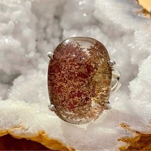 Pink & Yellow Lodolite Garden Quartz Sterling Silver
Ring 925 Size 7